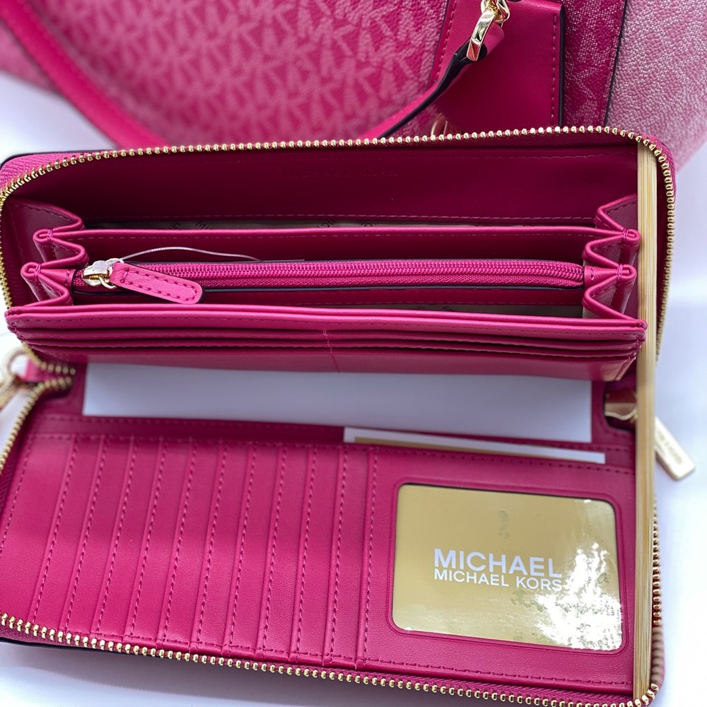 Michael Kors Jet Set Large Logo
Shoulder Bag Chain Tote And Wallet Set Pink - Picture 4 of 16
